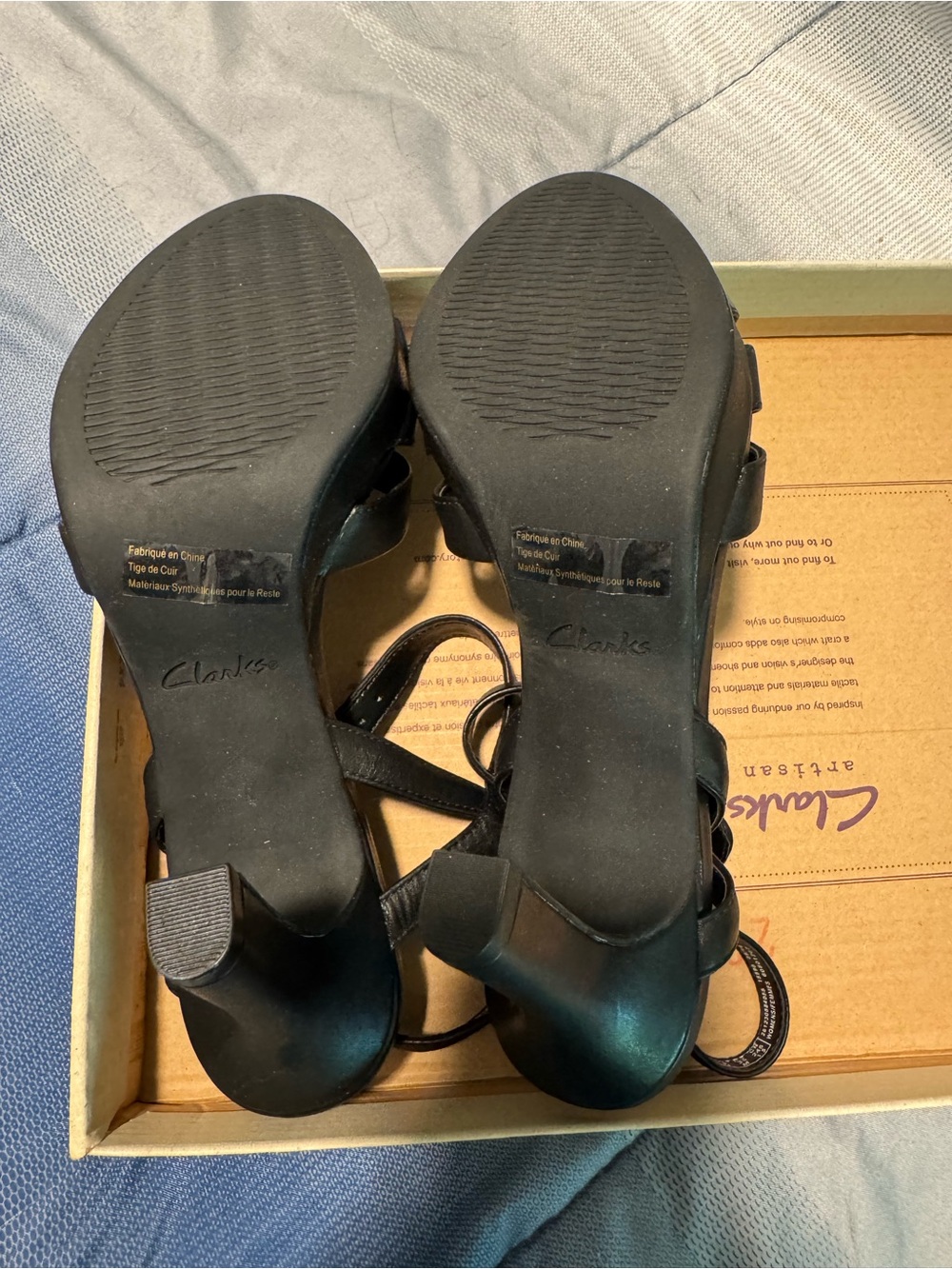 Clarks Black Strappy Ankle-Heel Sandals - Picture 2 of 4